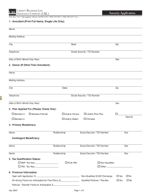 Liberty Bankers Life Annuity Application