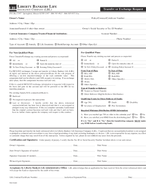 Liberty Bankers Life Transfer or Exchange Request