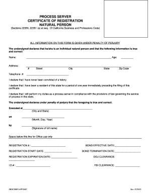 California Process Server Certificate of Registration