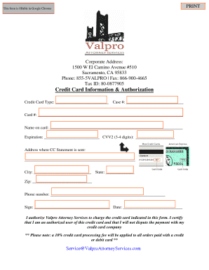 Credit Card Authorization Form