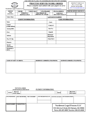 Legal Process Work Order Form