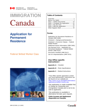 Application for Permanent Residence in Canada