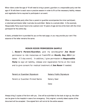 Minor Rider Permission Form