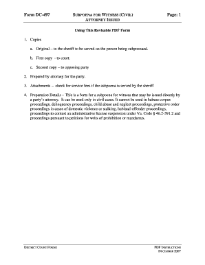 Virginia Civil Subpoena for Witness