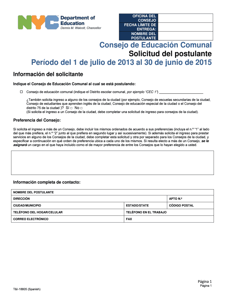18805CEC 2013 APPLICATION ENGLISH DRAFT - OLS Redline 12-6-12 JJRSpanishTR - nycparentleaders Vista previa en la página 1