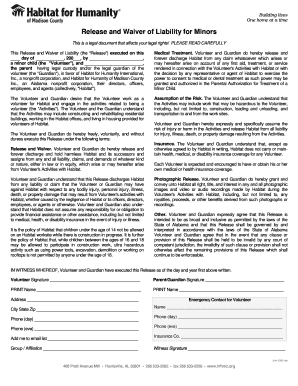 Release and Waiver of Liability for Minors