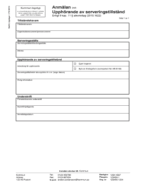 Application for Cancellation of Serving License