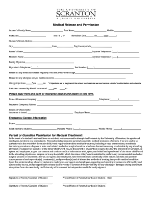 Medical Release and Permission Form