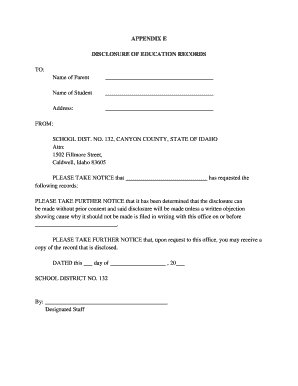 Disclosure of Education Records Notice
