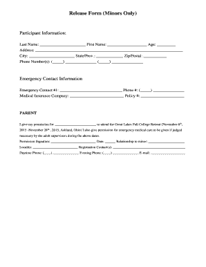 Minor Release Form