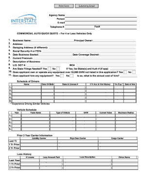 Commercial Auto Quick Quote Form