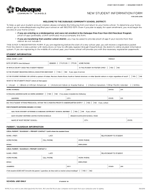 New Student Information Form