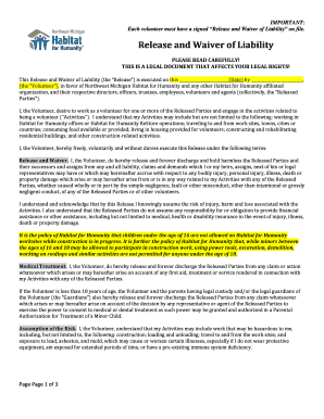 Volunteer Release and Waiver of Liability