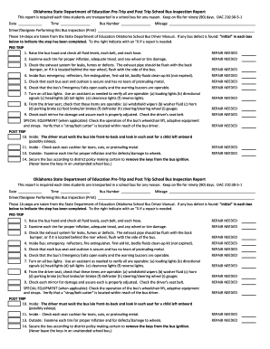 Oklahoma School Bus Inspection Report