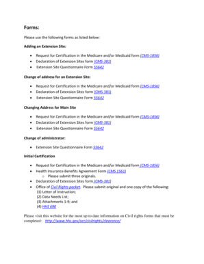 Medicare and Medicaid Certification Forms