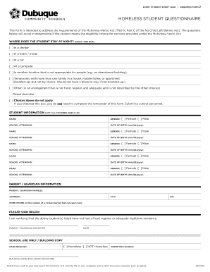 Homeless Student Questionnaire