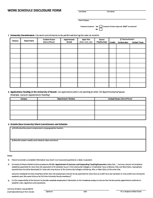 University of Hawaii Work Schedule Disclosure Form