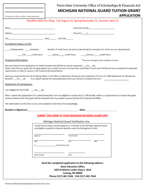 Michigan National Guard Tuition Grant Application