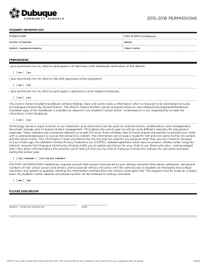 Student Permission Form
