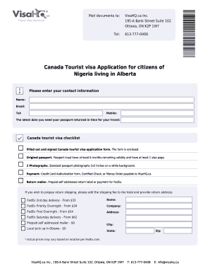 Canada Tourist Visa Application