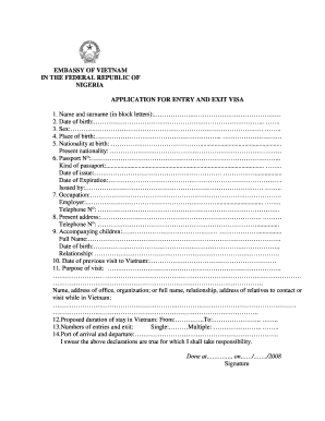 Vietnam Entry and Exit Visa Application