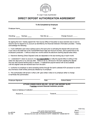 Direct Deposit Authorization Agreement