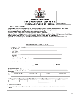 Nigeria Visa Application Form