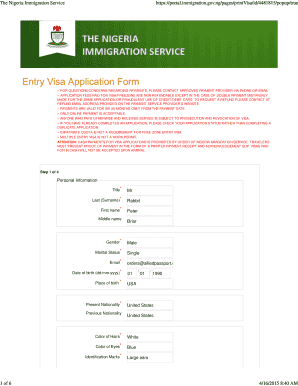 Nigeria Visa Application Form