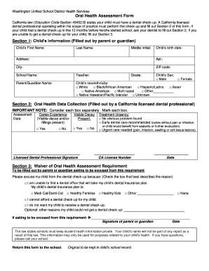California Oral Health Assessment Form