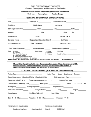Employee Information Sheet