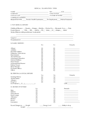 Medical Examination Form