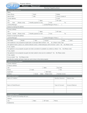Rental Application Form