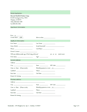 Hawaii Rental Application Form