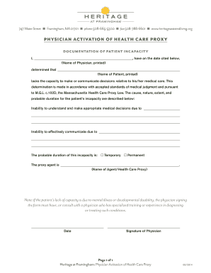 Physician Activation of Health Care Proxy