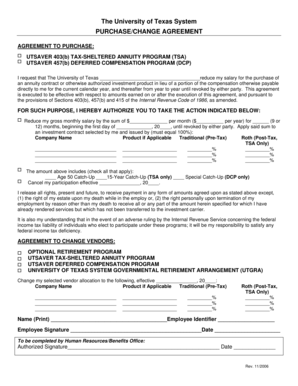 University of Texas System Purchase/Change Agreement