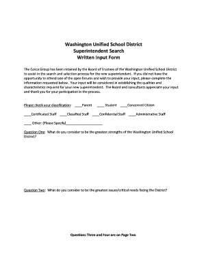 Washington Unified School District Superintendent Search Input Form