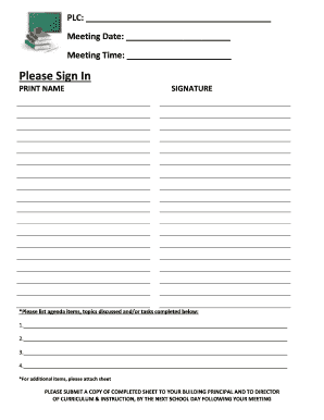 School PLC Meeting Minutes Form