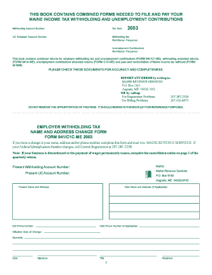 Maine Income Tax Withholding and Unemployment Contributions Forms