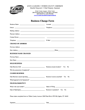 Weber County Business Change Form