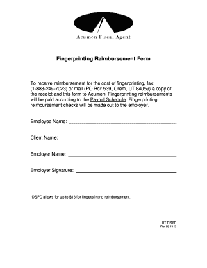 Fingerprinting Reimbursement Form