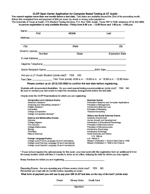CLEP Exam Registration Form