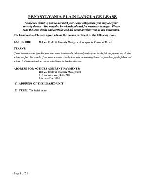 Pennsylvania Residential Lease Agreement