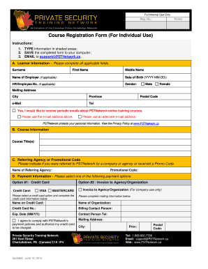 Course Registration Form