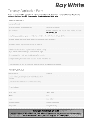 Ray White Real Estate Tenancy Application Form