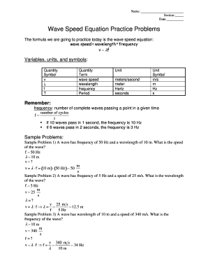 Wave Speed Equation Practice Problems - Fill and Sign Printable Template  Online