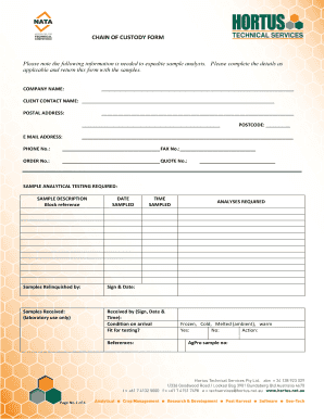 Chain of Custody Form