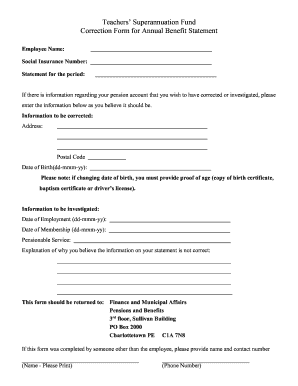 Teachers' Superannuation Fund Correction Form