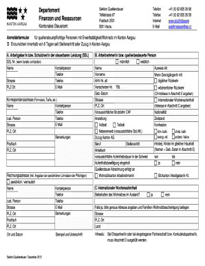 Anmeldeformular für quellensteuerpflichtige Personen