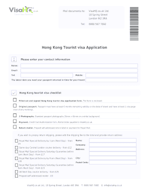 Hong Kong Tourist Visa Application