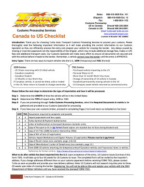 Canada to US Vehicle Import Checklist